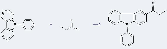 N-Phenylcarbazole can react with propionyl chloride to produce 1-(9-phenyl-9H-carbazol-3-yl)-propan-1-one